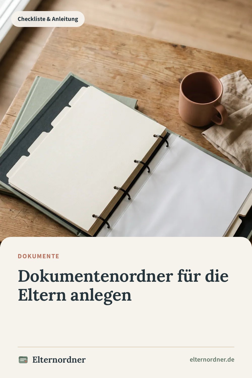 Pinterest-Grafik: Dokumentenordner für die Eltern anlegen