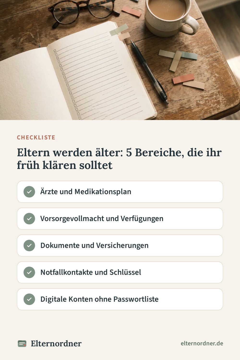 Pinterest-Grafik: Eltern werden älter: 5 Bereiche, die ihr früh klären solltet