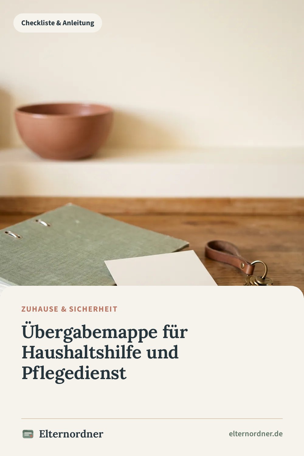Pinterest-Grafik: Übergabemappe für Haushaltshilfe und Pflegedienst