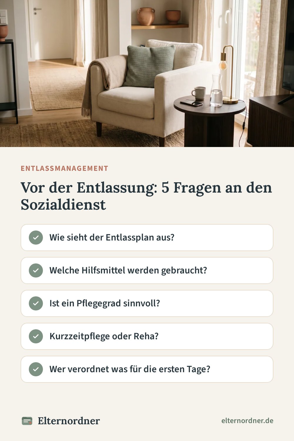Pinterest-Grafik: Vor der Entlassung: 5 Fragen an den Sozialdienst