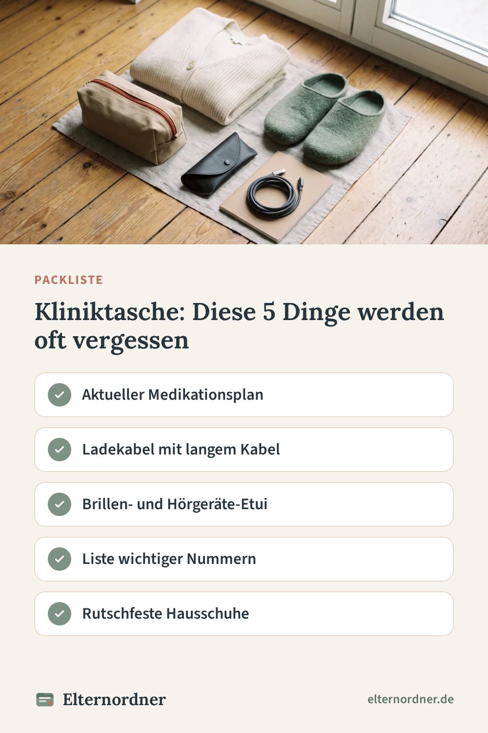 Pinterest-Grafik: Kliniktasche: Diese 5 Dinge werden oft vergessen