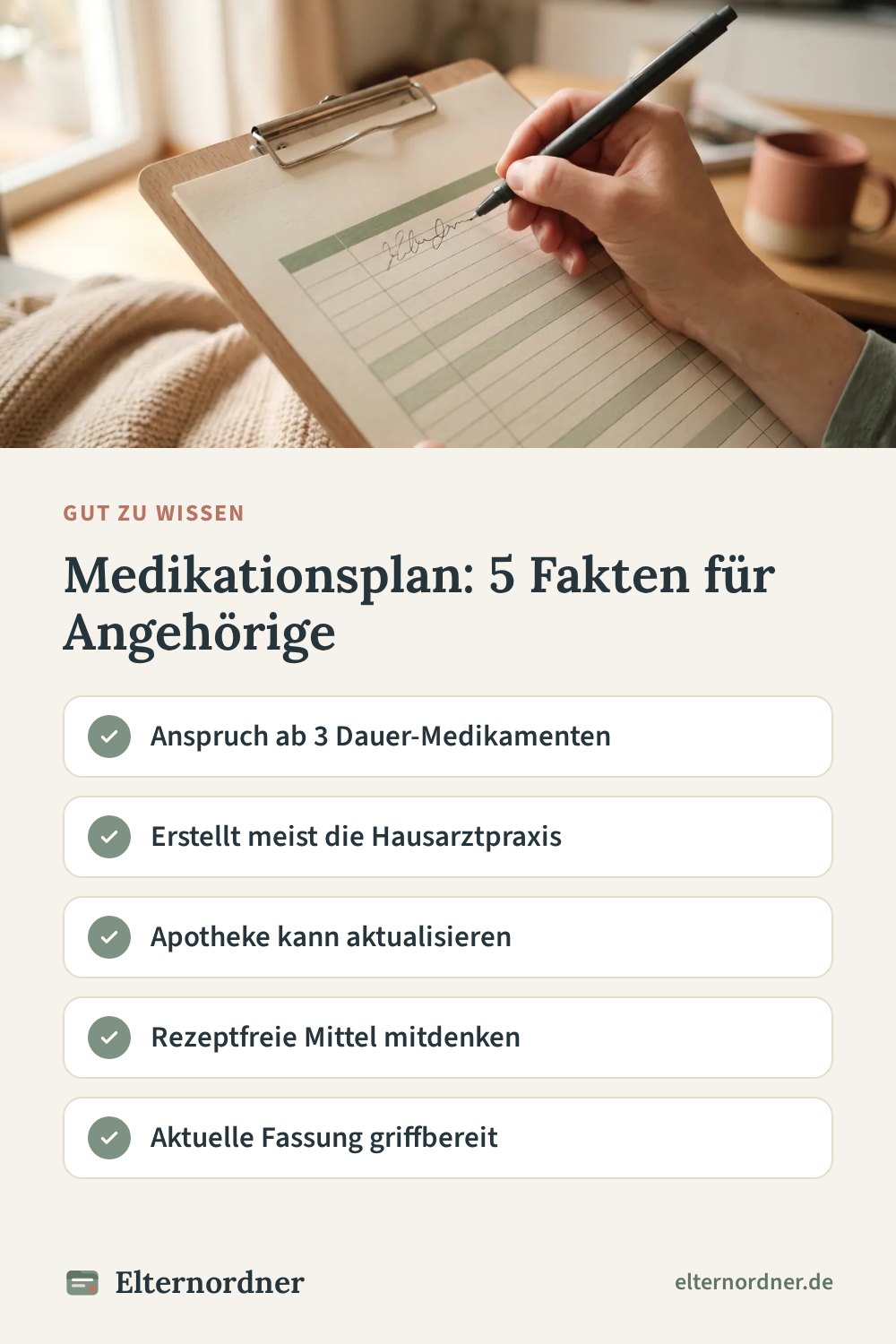 Pinterest-Grafik: Medikationsplan: 5 Fakten für Angehörige