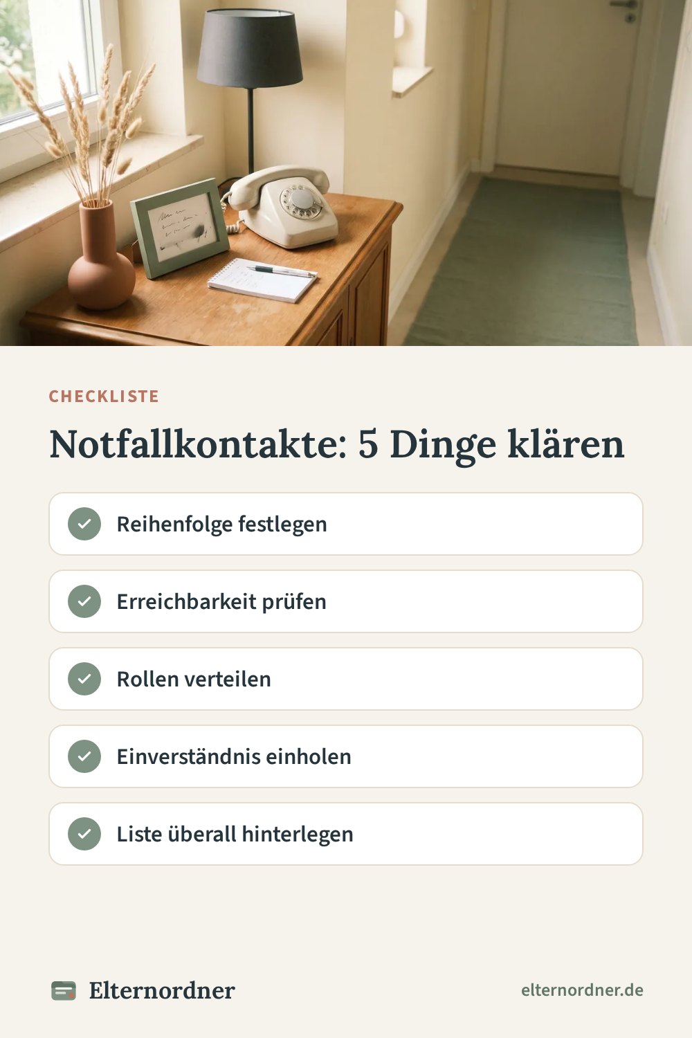 Pinterest-Grafik: Notfallkontakte: 5 Dinge klären