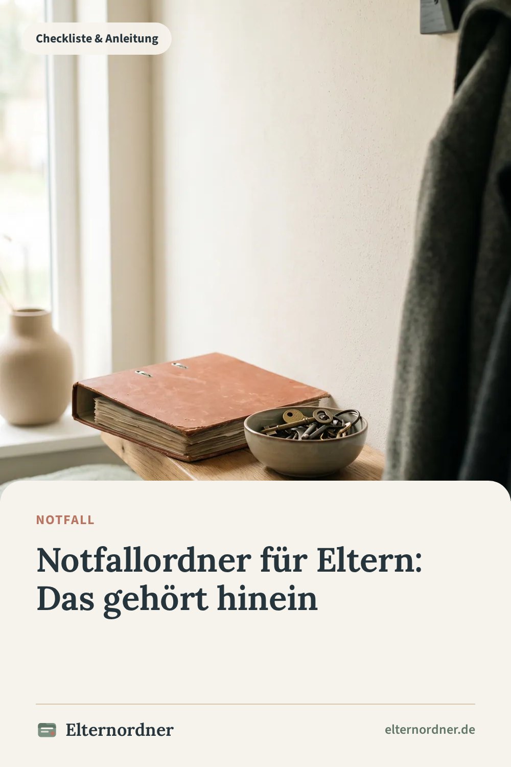 Pinterest-Grafik: Notfallordner für Eltern: Das gehört hinein