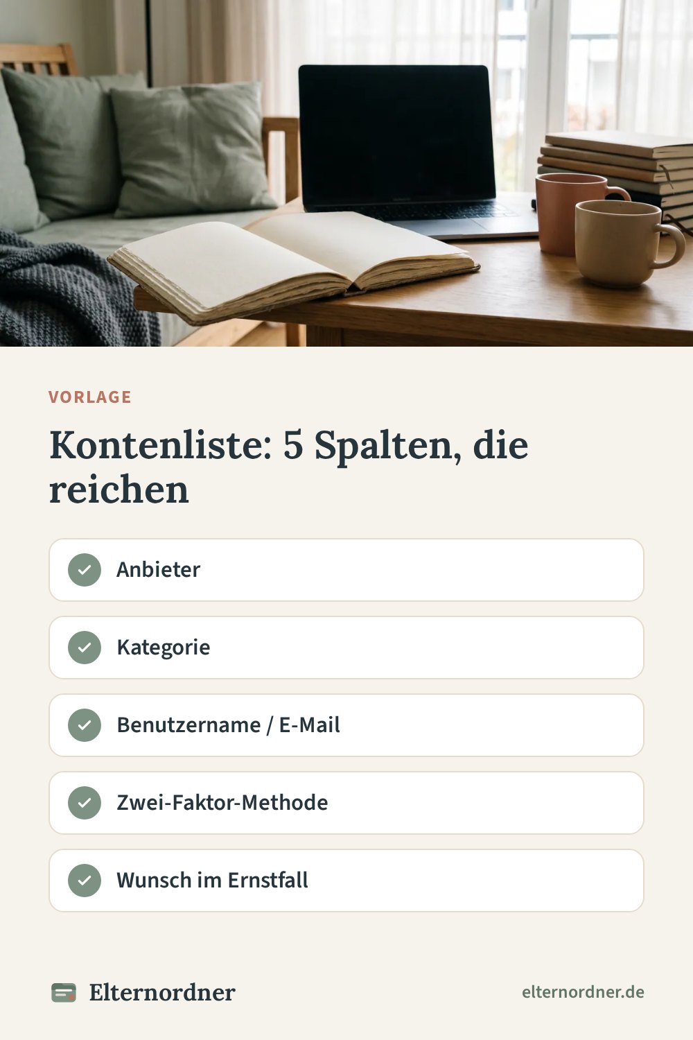 Pinterest-Grafik: Kontenliste: 5 Spalten, die reichen