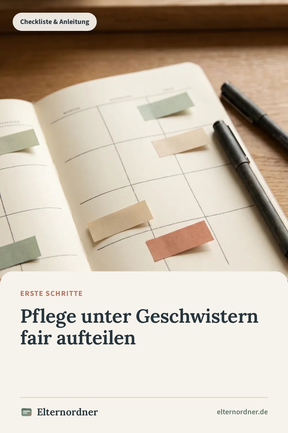Pinterest-Grafik: Pflege unter Geschwistern fair aufteilen