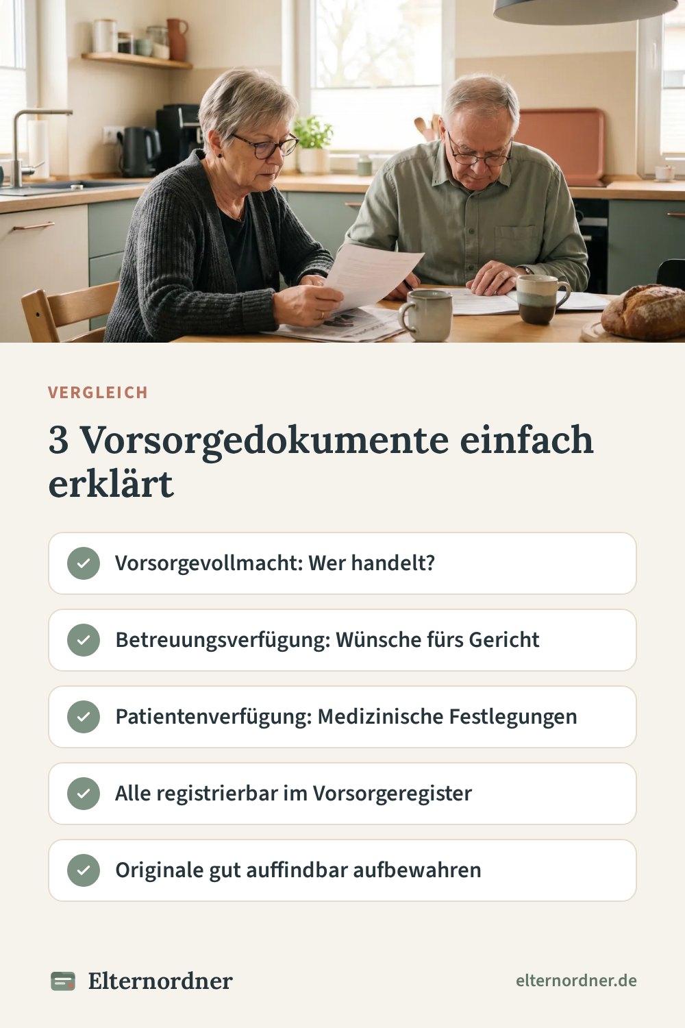 Pinterest-Grafik: 3 Vorsorgedokumente einfach erklärt