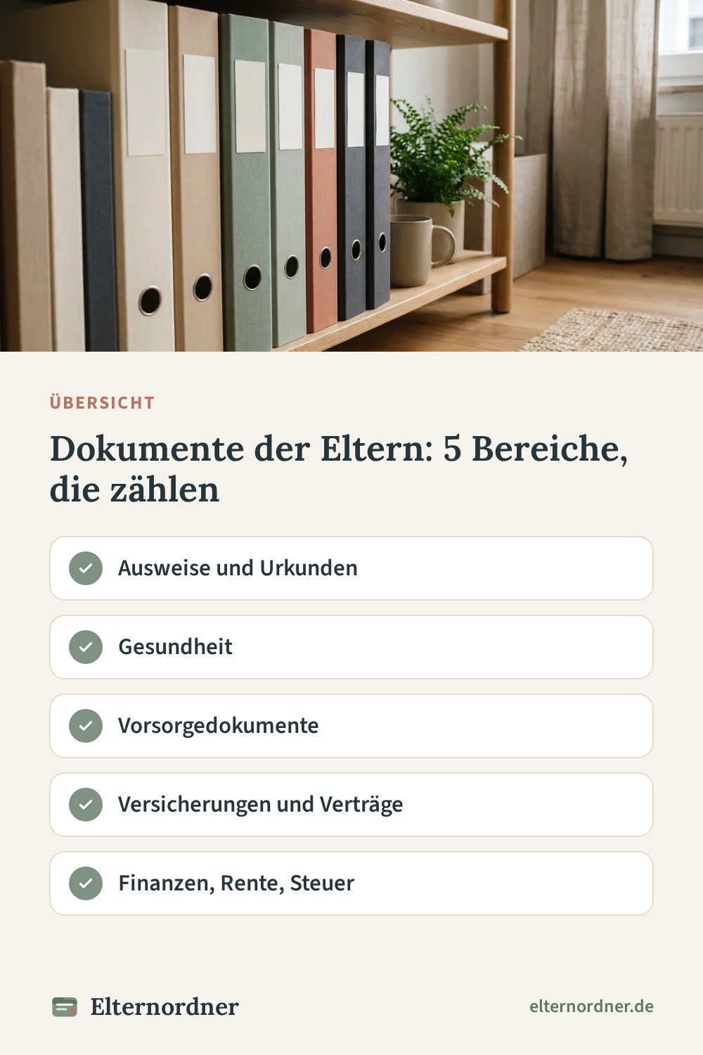 Pinterest-Grafik: Dokumente der Eltern: 5 Bereiche, die zählen