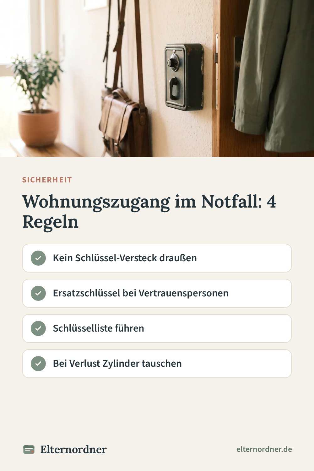 Pinterest-Grafik: Wohnungszugang im Notfall: 4 Regeln